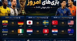 برنامه و زمان بازی‌های امروز جام جهانی/امشب کدام مدعیان حذف می‌شوند؟